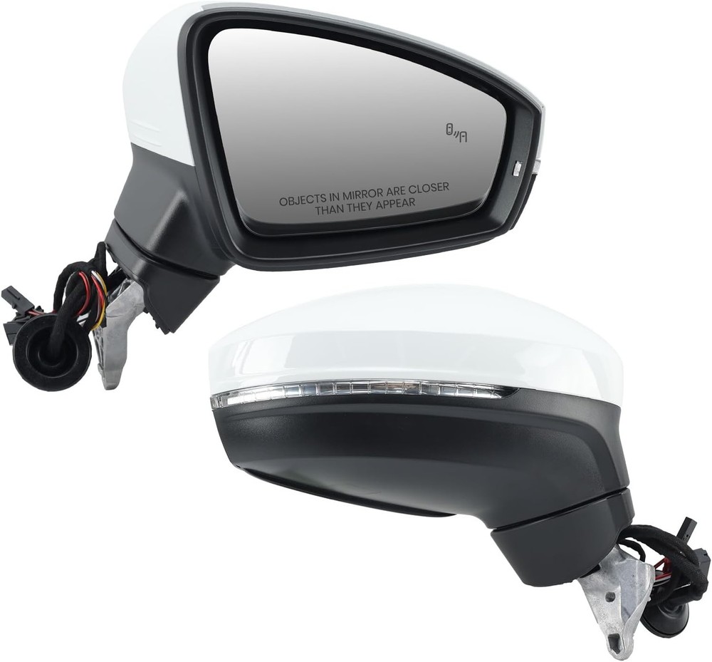 Right Passenger Side Mirror Compatible Side, White-8 Pins