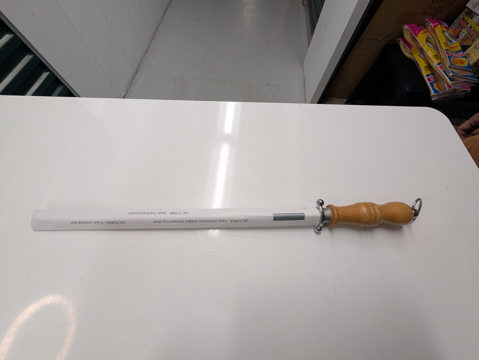 Knife Sharpening Honing Rod 320 Wood Handle 14” Steel 20" Overall