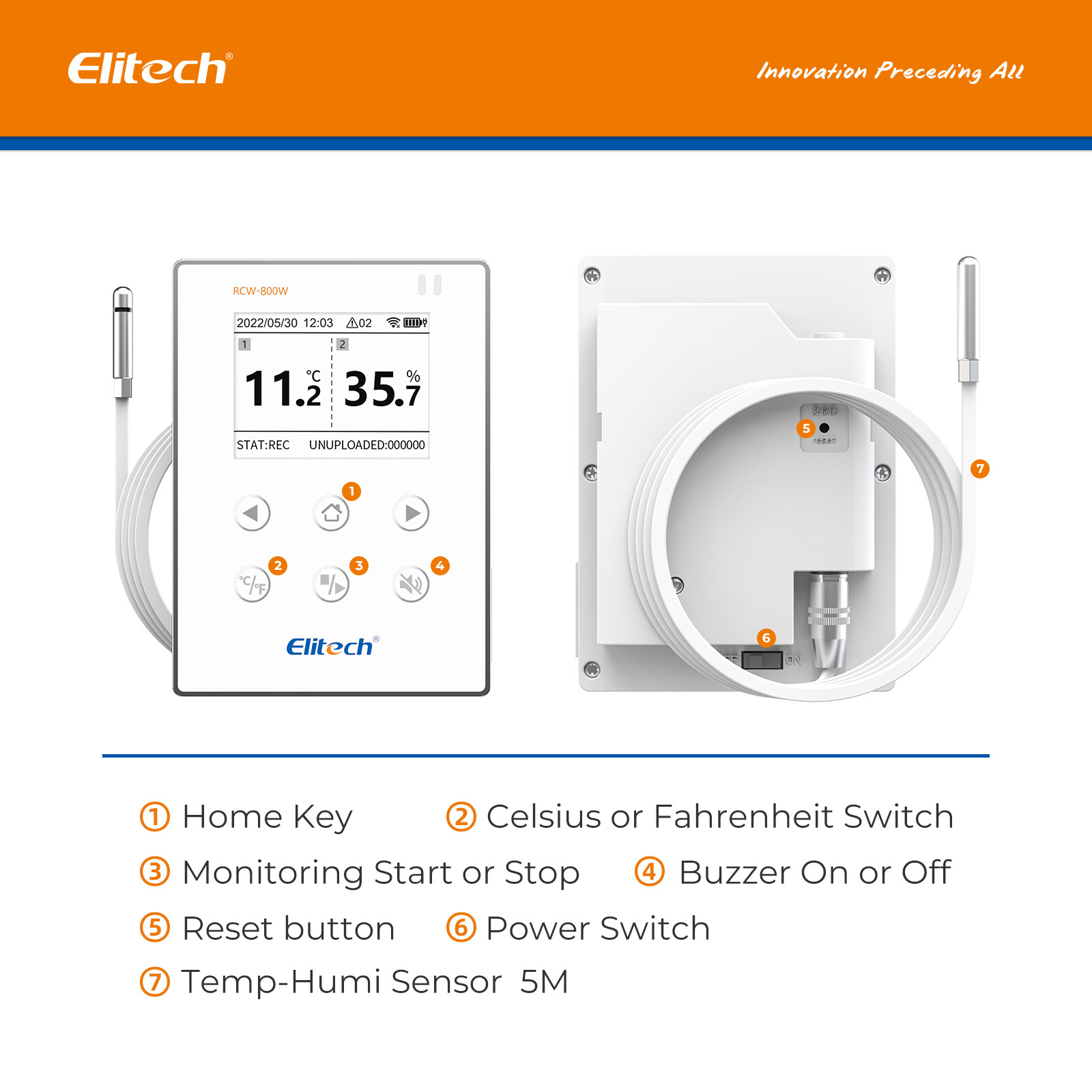 Elitech Temperature Data Logger WiFi Recorder Monitor Cloud Storage RCW-800W
