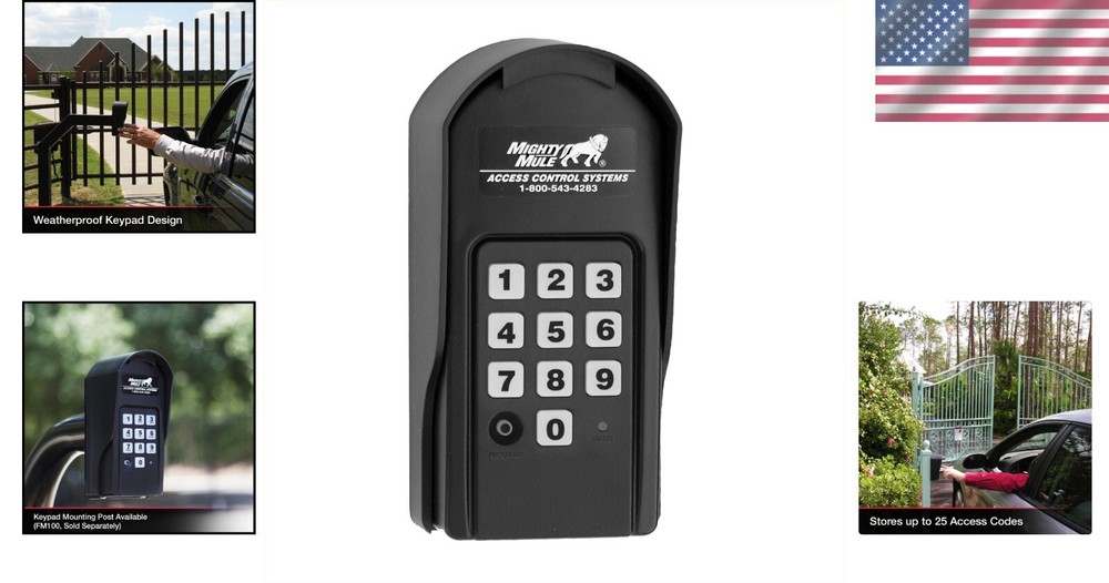 Wireless Digital Keypad FM137 - Programmable Access with 25 PIN Codes, Black