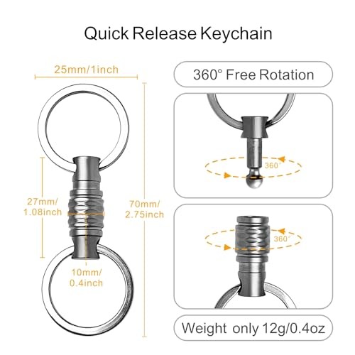 Quick Release Keychain 1 Pack, Titanium Key Ring Detachable Heavy Duty