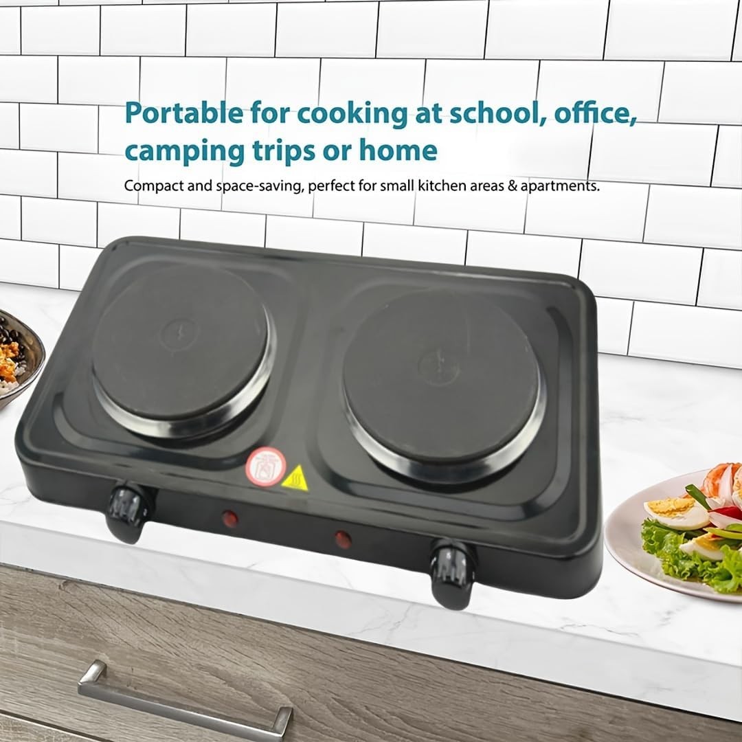 "Estufa Cocina Electrica De 2 Hornillas Portatil Para Casa Apartamento Campament