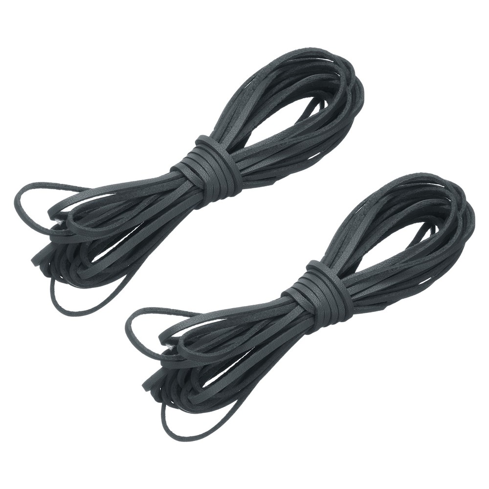 2 Pcs Flat Suede Leather Cord, 5.5 Yards 2.6mm Craft Braid String, Gray