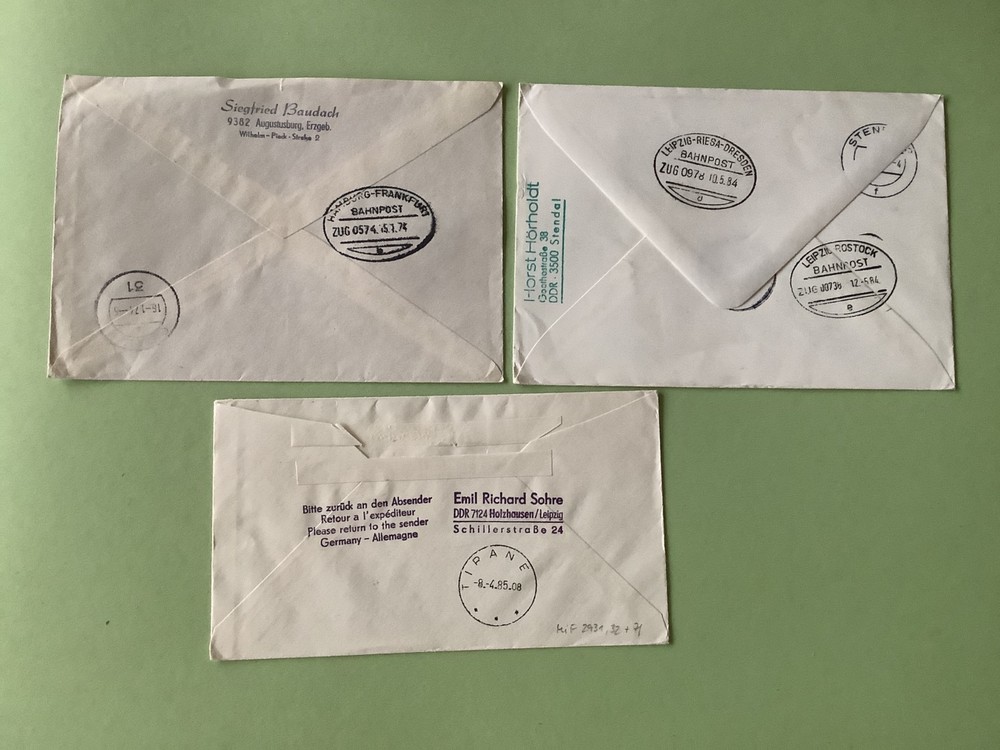 Germany Bahnpost & interflung 3 postal items Ref A703