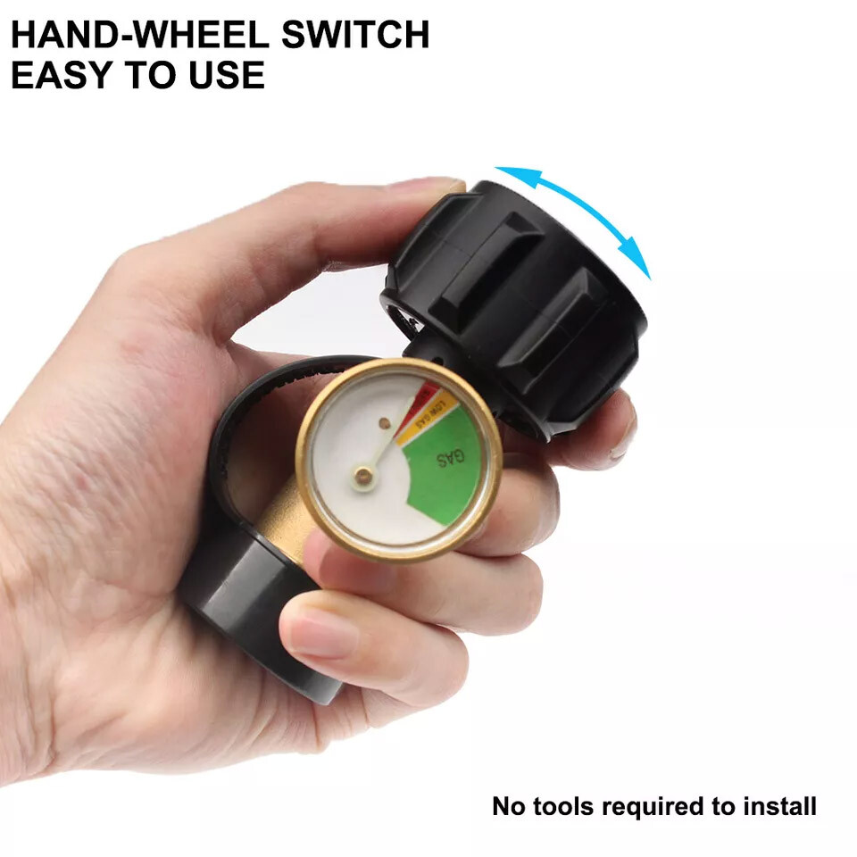 Propane Tank Gauge Brass Adapter w/Gas Pressure Level Meter Indicator for BBQ RV