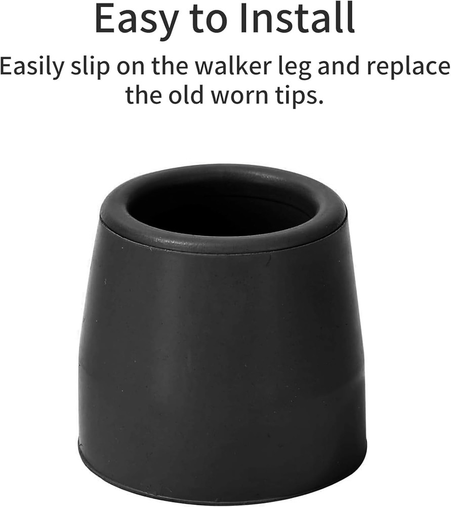 4PCS Rubber Walker Tips 1 '' Heavy Duty Replacement Tips for Walkers, Commodes,