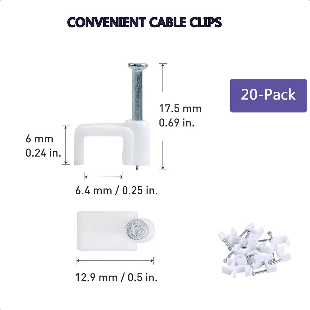 Cat 6 Ethernet Cable 50 ft White - Flat Internet Network LAN Patch Cords – Solid