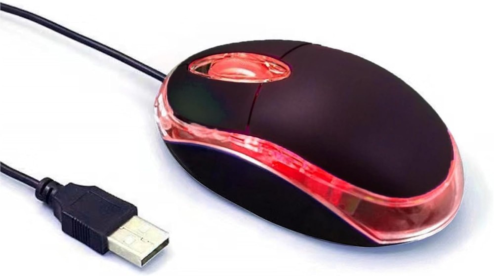 Sleek USB Wired Optical Mouse with Ergonomic Design for Comfort & Precision