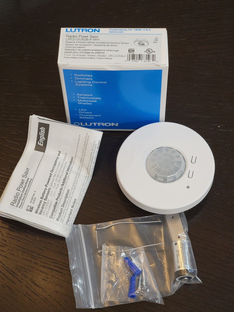 LUTRON Wireless Occupancy Sensor LRF2-OCR2B-P-WH Vive Compatible NIB Bulk