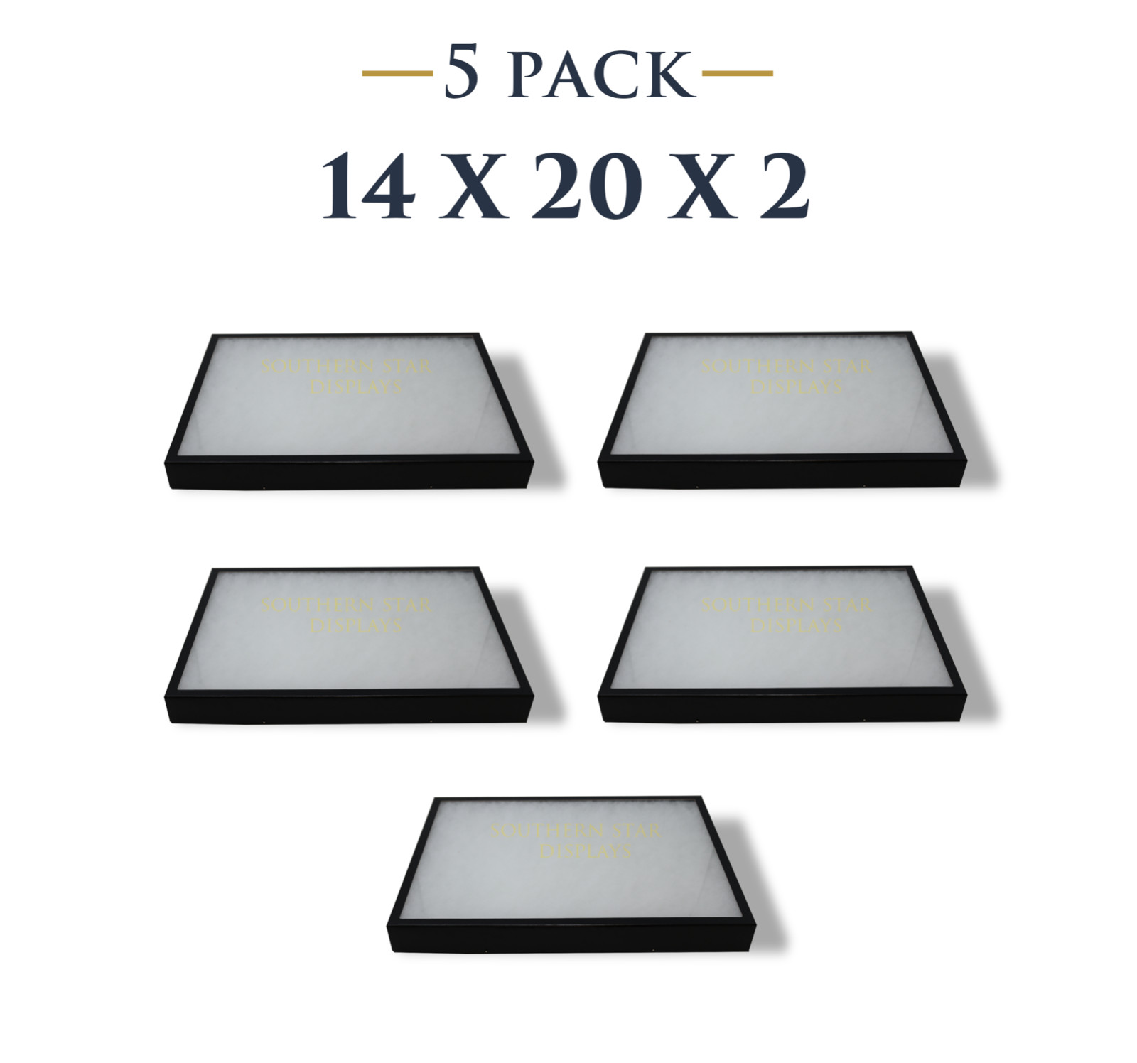 5 Pack of 14 x 20 x 2 Riker Display Cases Boxes for Collectibles Arrowheads