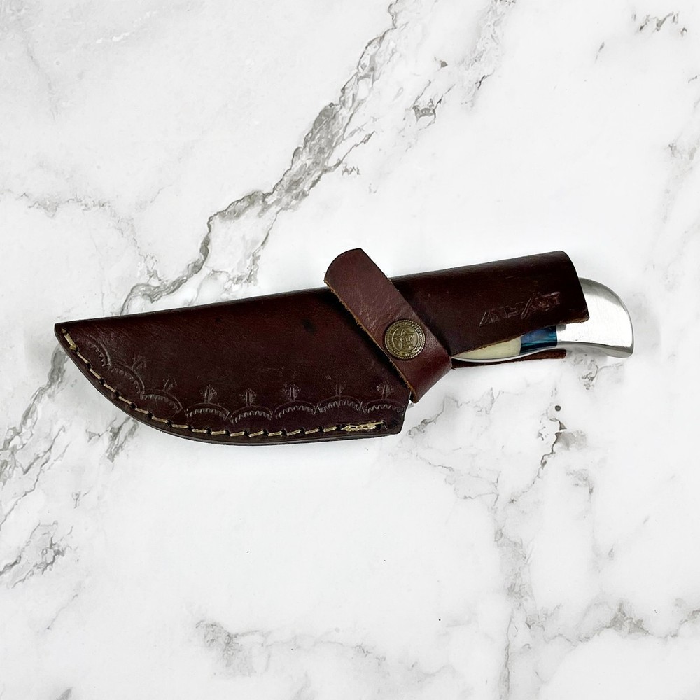 Handmade 8 inch Full Tang Knife with Sheath, Multicolor Handle