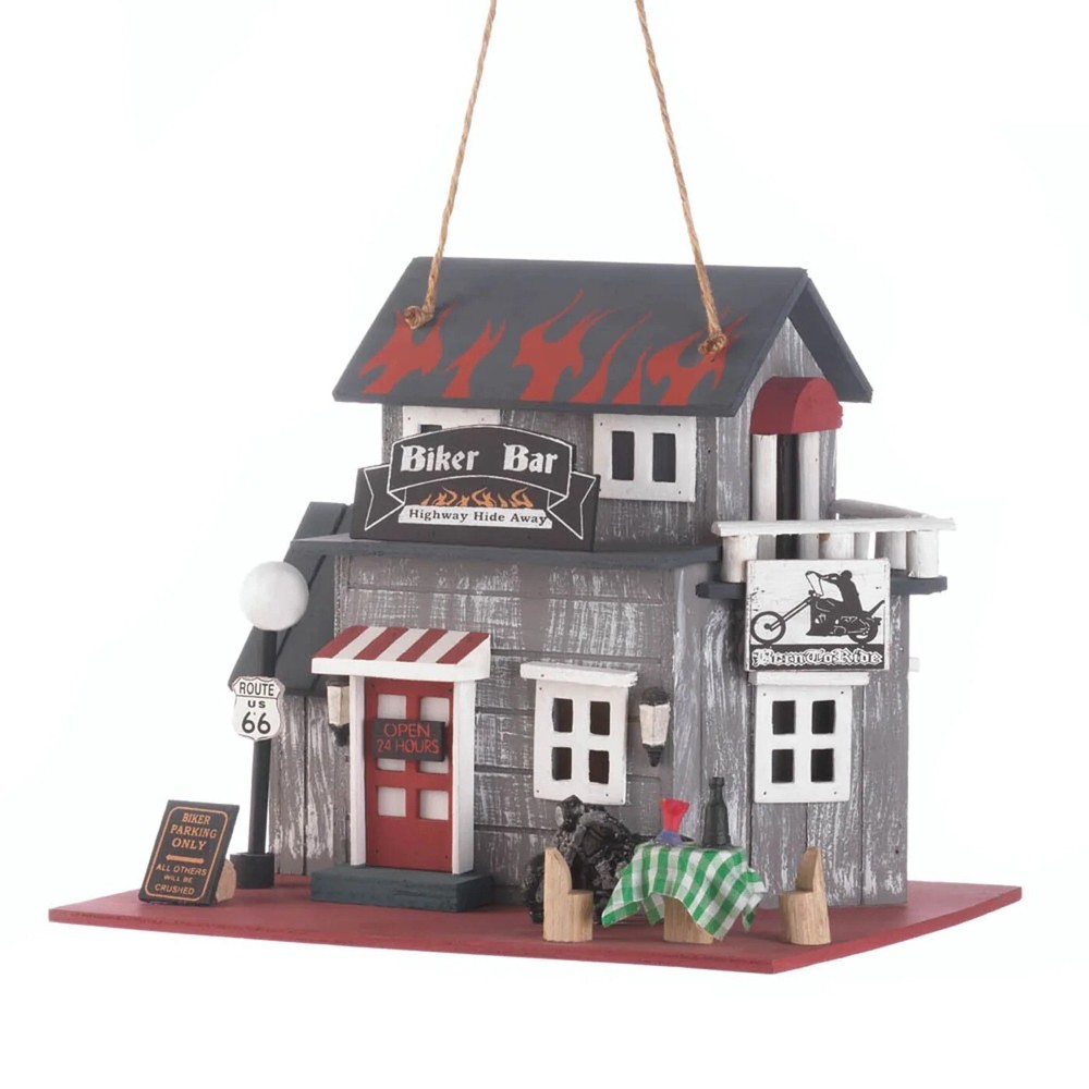 Biker bar themed birdhouse