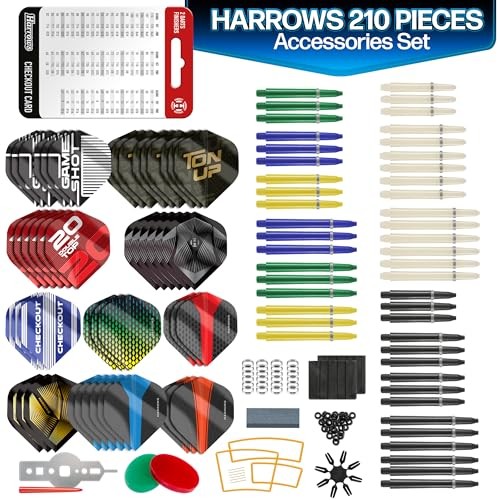 210pc Darts Accessories Set - Amazing Bundle Includes Dart Stems, Dart