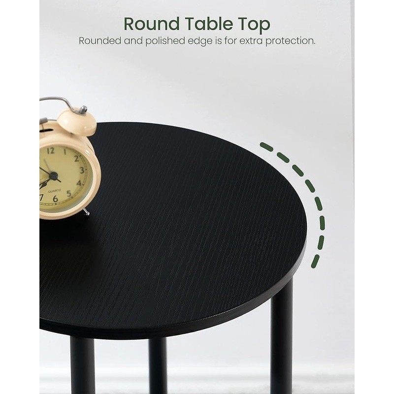 Compact Round End Table W/ Dual Layer Storage Stylish Nightstand Small Spaces US