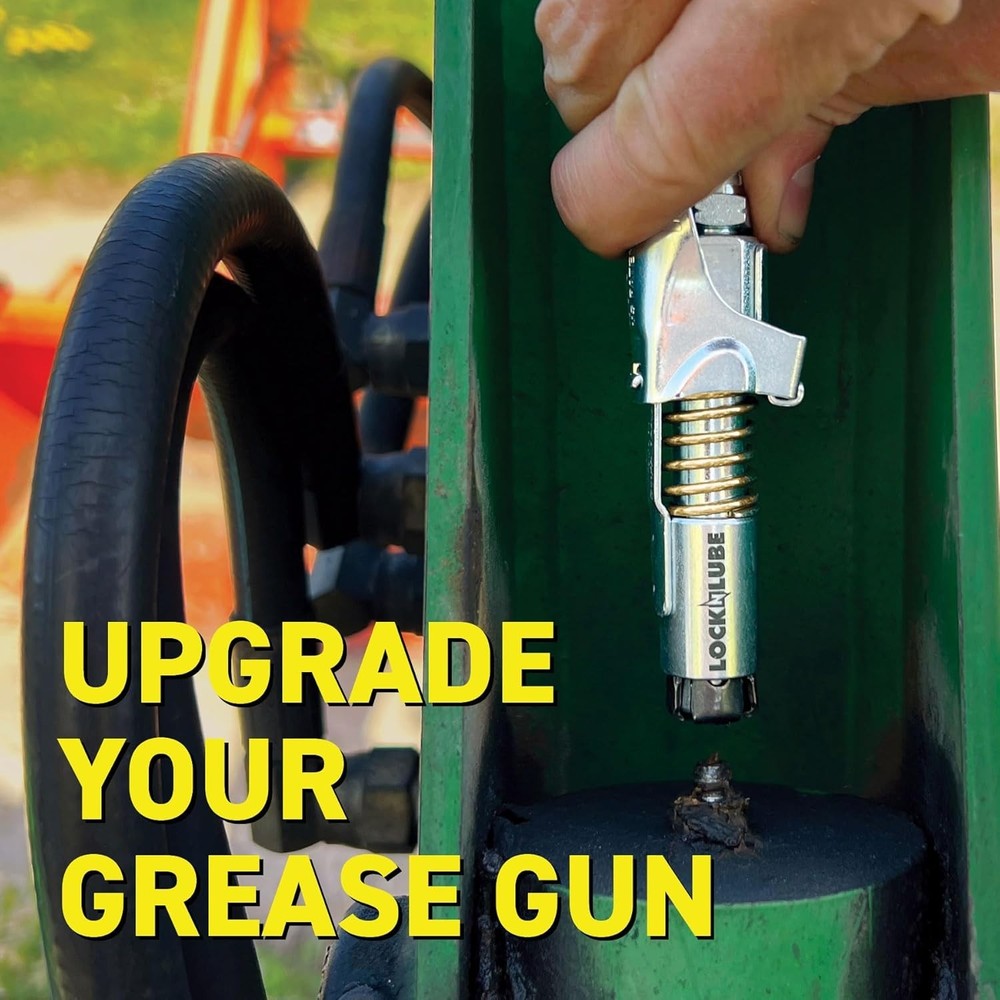 Effortless Greasing with Locking Grease Coupler - Compatible with all Guns