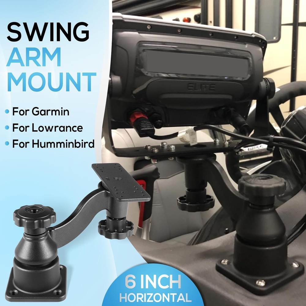 Fishfinder Mount with 6-inch Swing Arm for Fish Finder & Chartplotters