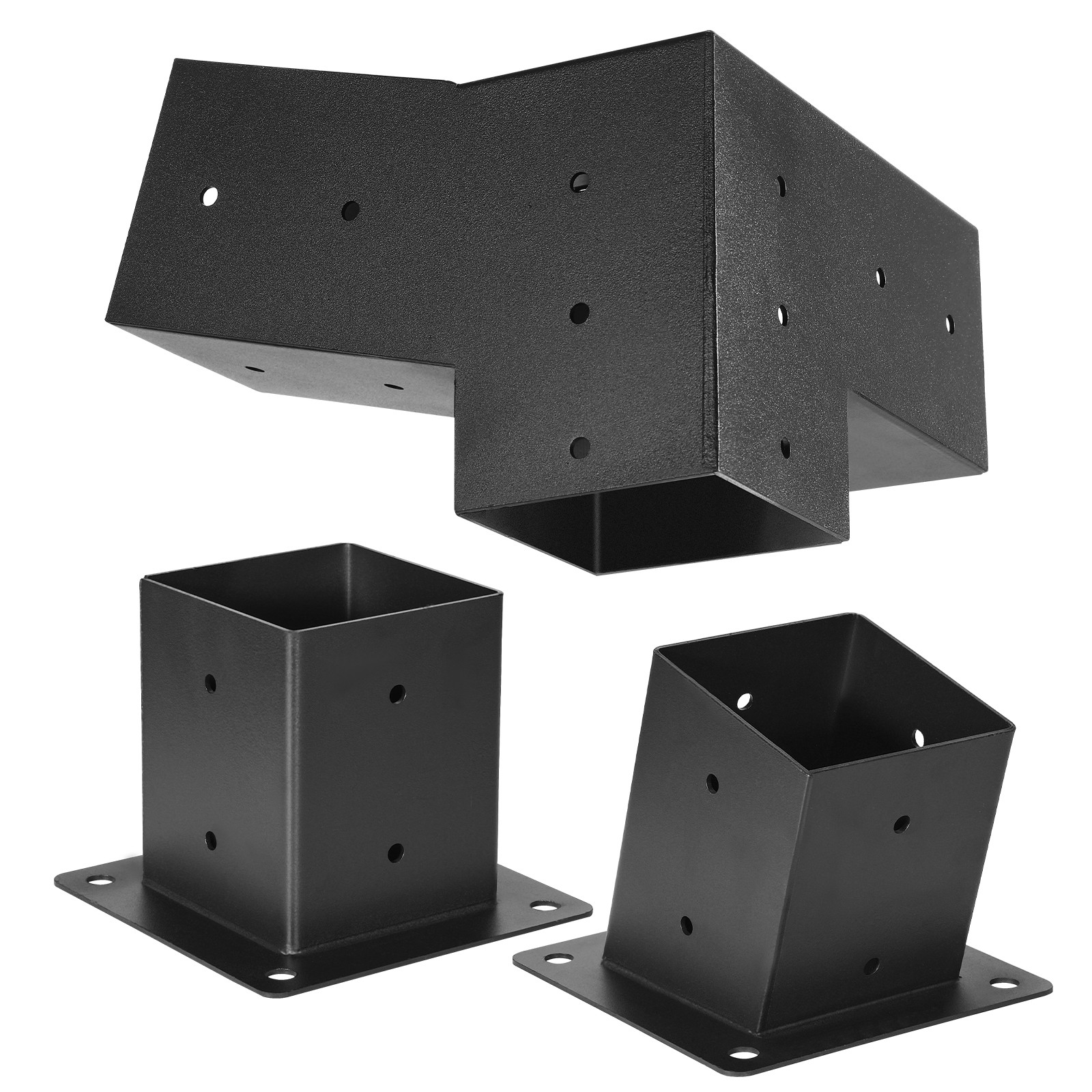 VEVOR 4x4 Inch Pergola Bracket Kit Inner 3.5x3.5 3-Way Slanted Brackets DIY Post