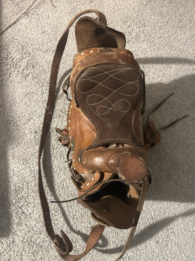 Vintage Tooled Leather Western Saddle Bag / Small Pony SaddleHandcrafted, Rustic