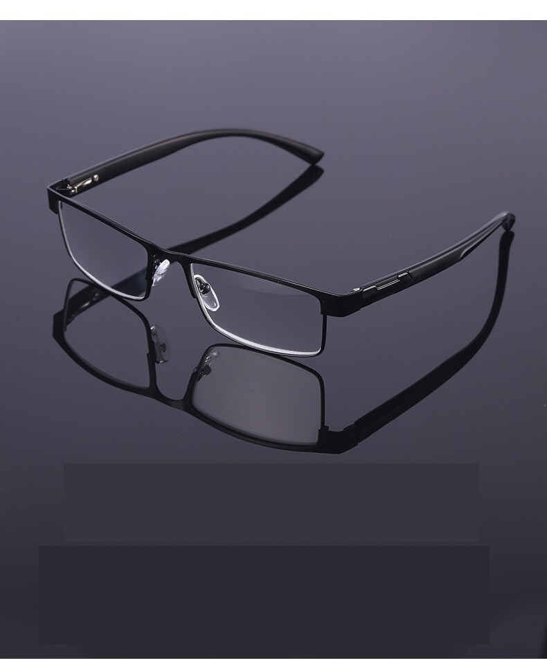 4 Pack Mens Rectangular Metal Frame Classic Reading Glasses Spring Hinge Readers