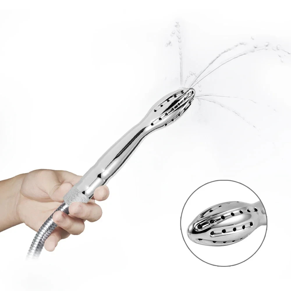 Men Shower Enema System Vaginal Anal Cleaner Tube Wash Metal Colon Douche Nozzle
