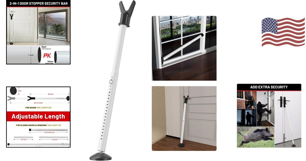 Heavy Duty Adjustable Door Security Bar - Versatile & Reliable Safety Solution