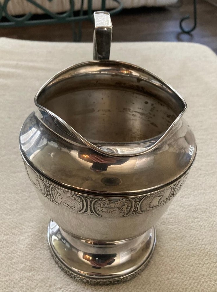 VINTAGE SILVERPLATED PITCHER by Bernard Rice's Sons-Scenes Apollo- Electroplated