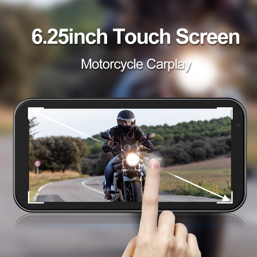 Wireless Motorcycle CarPlay Android Auto 6.25" Touch Screen GPS Navigation+TPMS