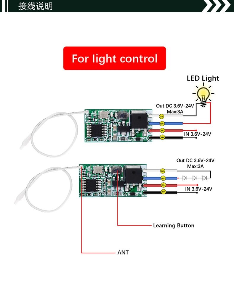 Mini Relay Wireless Switch, 433Mhz Remote Control Relay Switch, 984FT Long Ra...