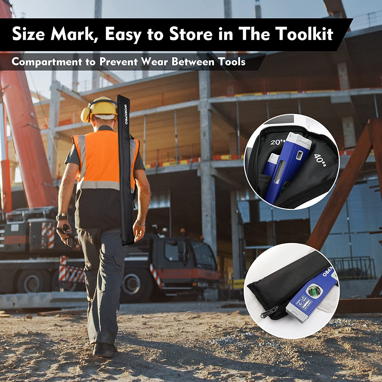 WORKPRO 3PC Spirit Level Set 12" 20" 40" Level Magnetic Torpedo Level Heavy Duty