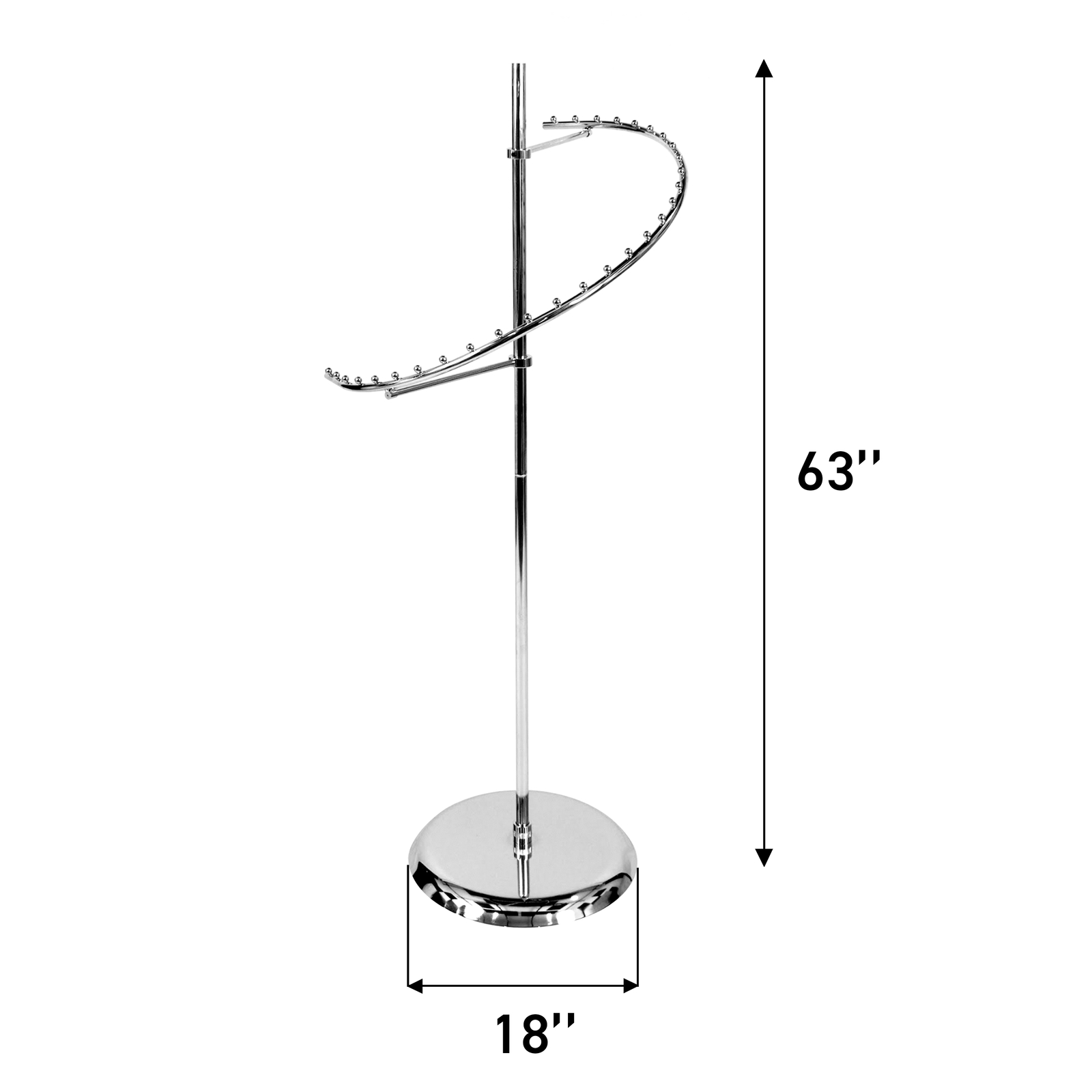SSWBasics Sleek Chrome Spiral Clothing Rack - 29 Ball Retail Clothing Display