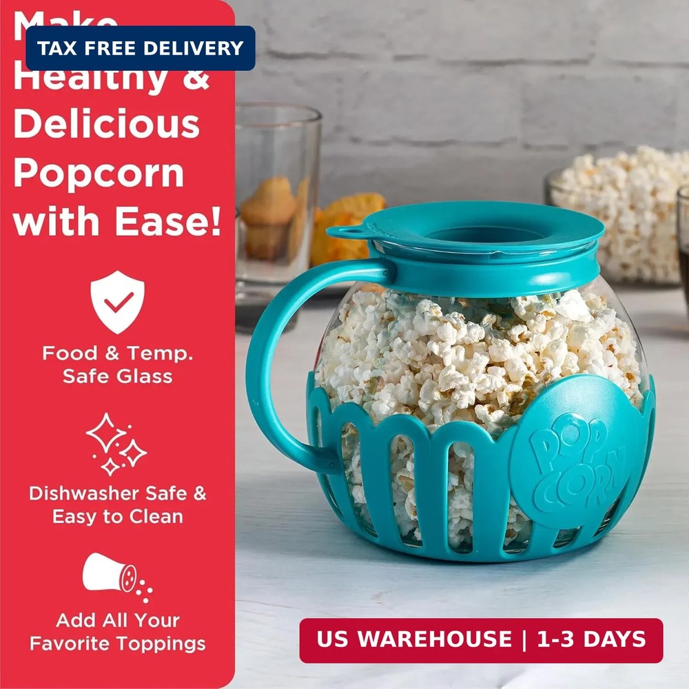 Ecolution Patented Micro-Pop Microwave Popcorn Popper with Temperature Safe Glas