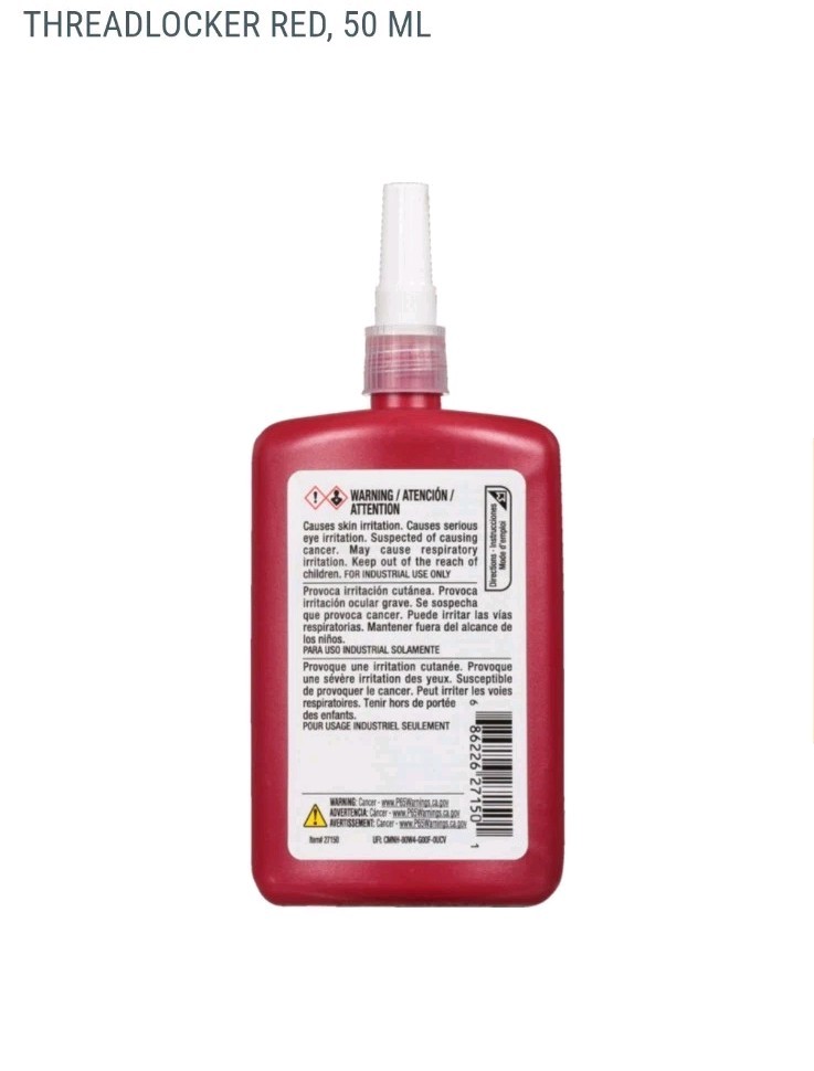 Permatex High-Strength Threadlocker 27150 Red 50 mL