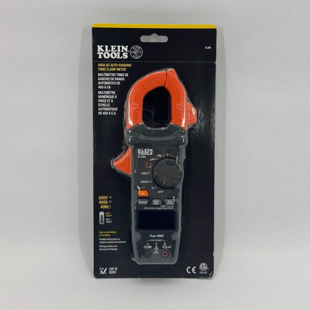 New Klein Tools 400A AC/DC Auto-Ranging Digital Clamp Meter Tool CL390
