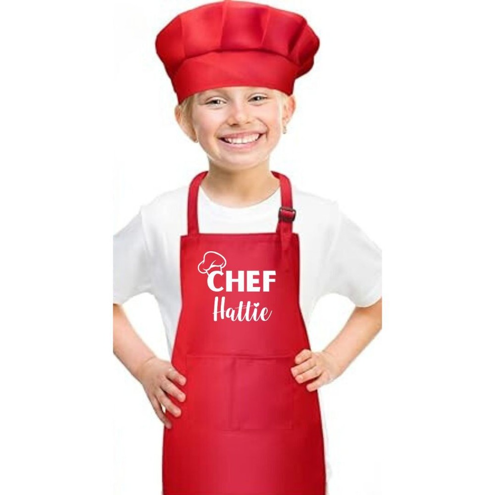 "Chef" Apron and Hat Set for Kids - Personalized with name!