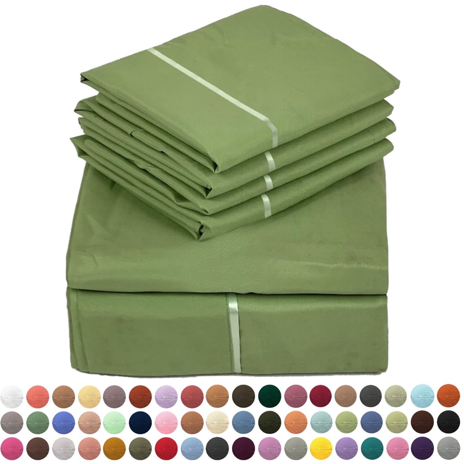 6 Piece Premium Bamboo Sheet Set, Deep Pockets, 60 Colors, by Sacred Thread
