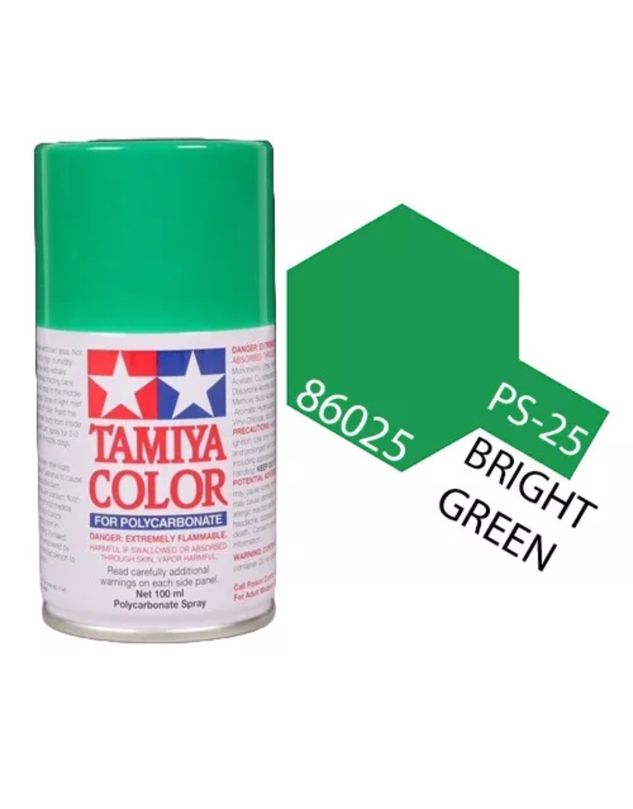Tamiya 86025 PS-25 Bright Green Polycarbonate Spray Paint 100ml TAM86025 NEW