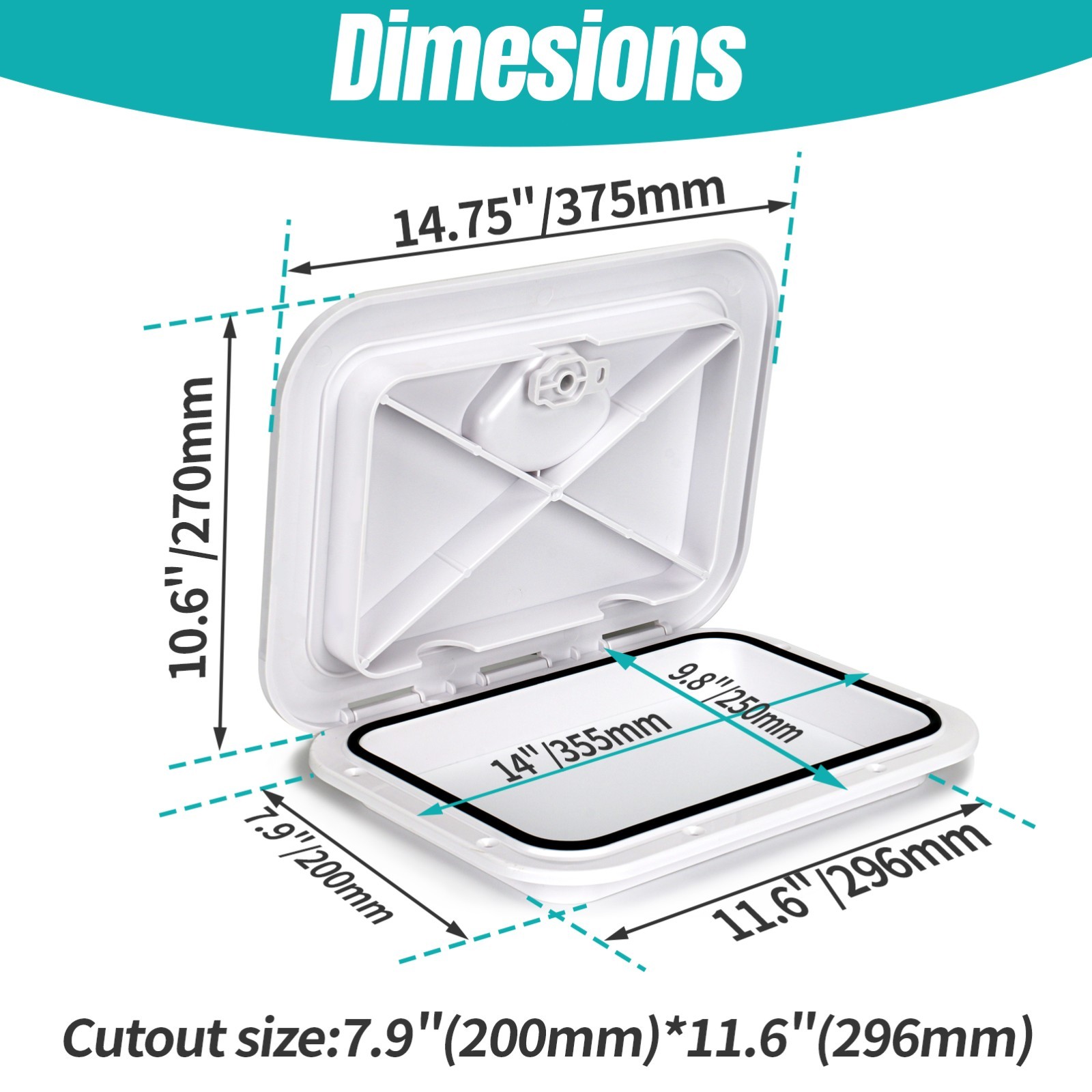 2X Marine Deck Hatch 15" White Rectangle Boat Hatch Lid &Cover 180 Degree Open