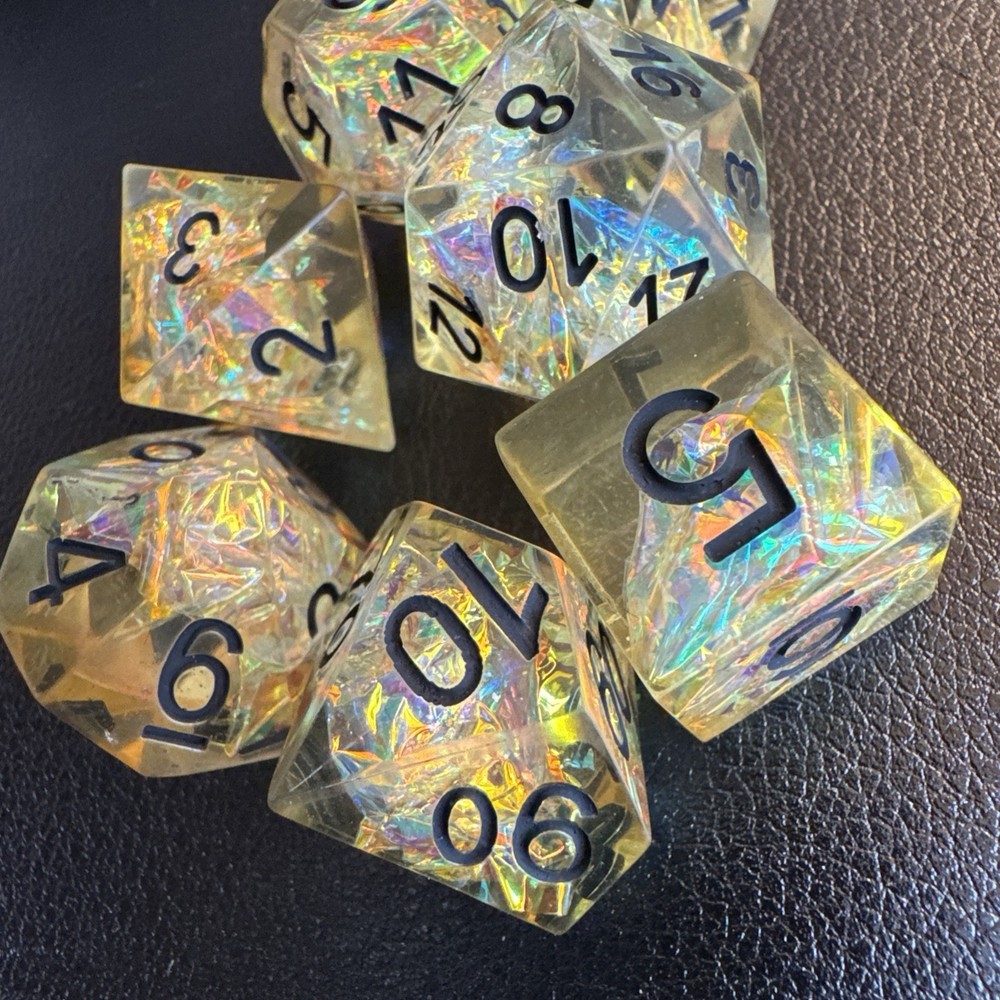 Liquid Core Sharp Edge Resin Dice Set Dungeons & Dragons Haxtec