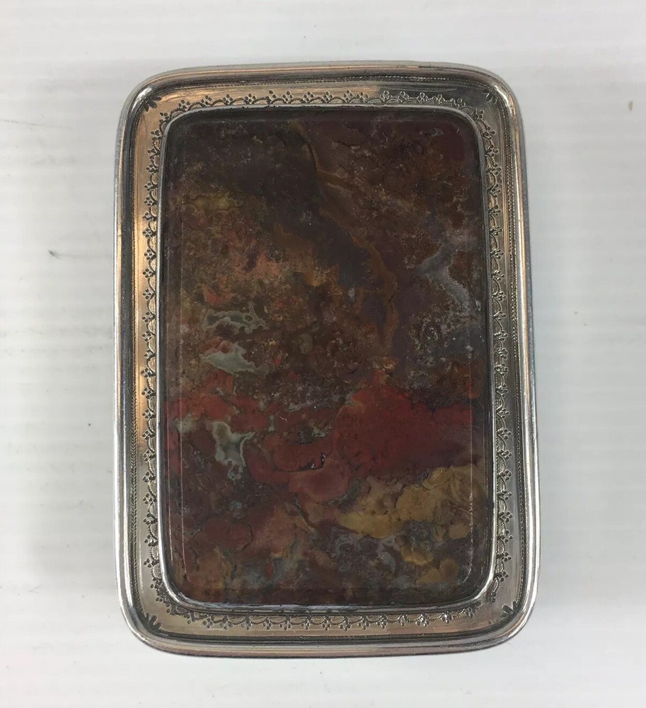 Fine Antique Georgian Solid Silver (Tested) Mounted Agate Table Snuff Box 126g