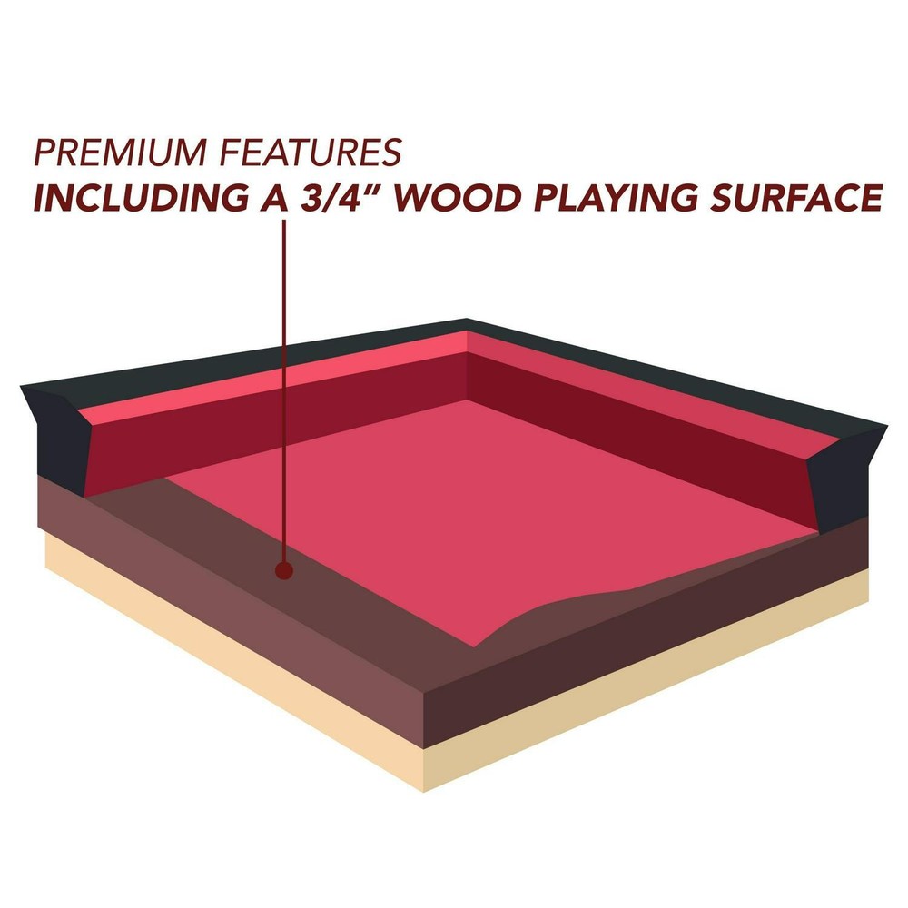 Bumper Pool Table with Walnut Finish and Red Felt - Includes Reversible Tabletop