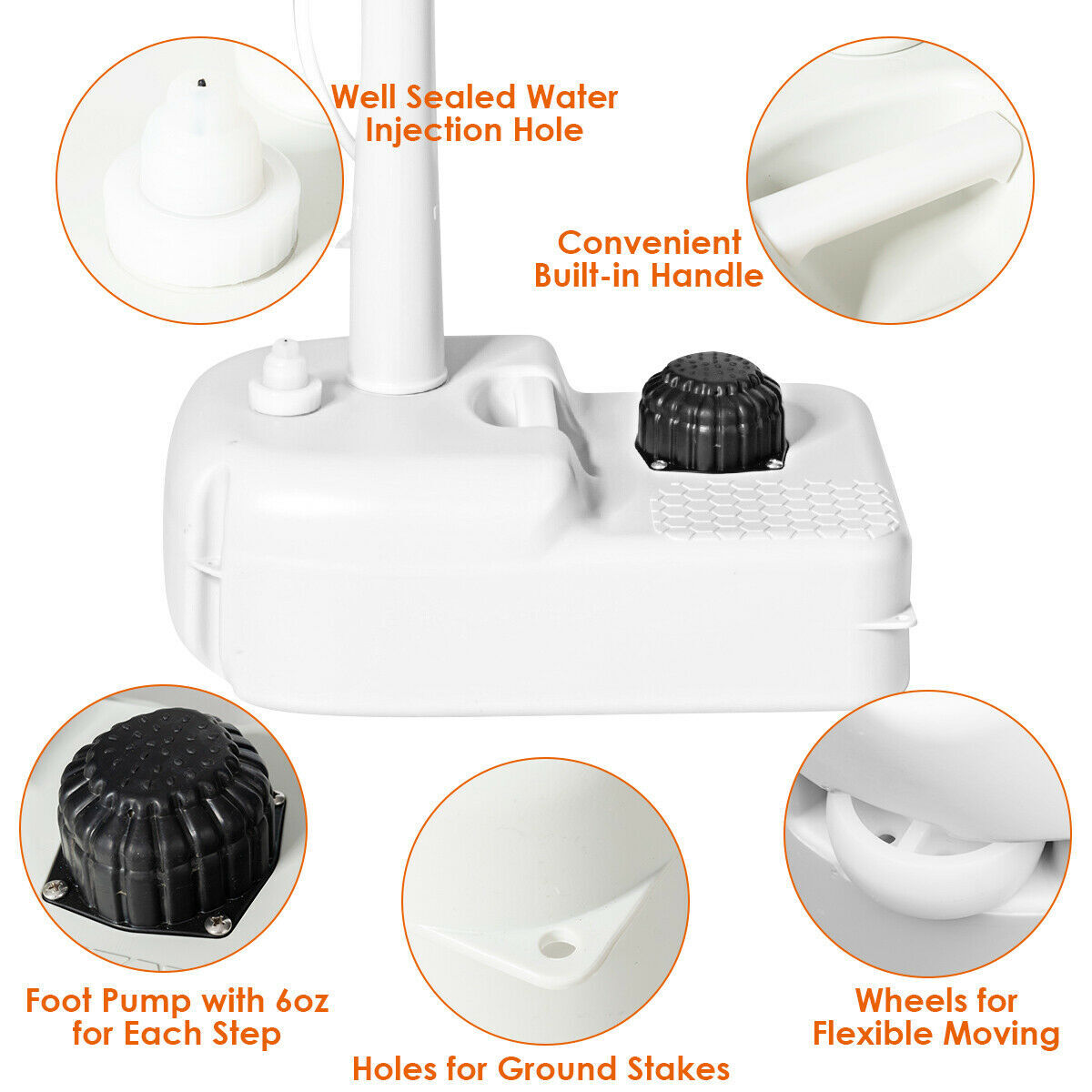 Portable Wash Sink Camping Sink Wash Basin Stand w/ Wheels & Foot Pump