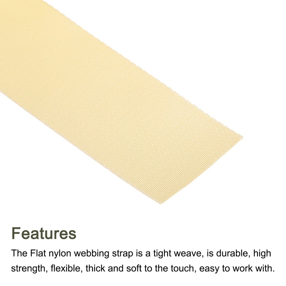 Flat Nylon Webbing Strap 2 Inch 10 Yards Beige for Backpack