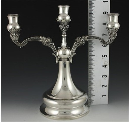 Pair 1930s German Silver Rose Design Candlesticks