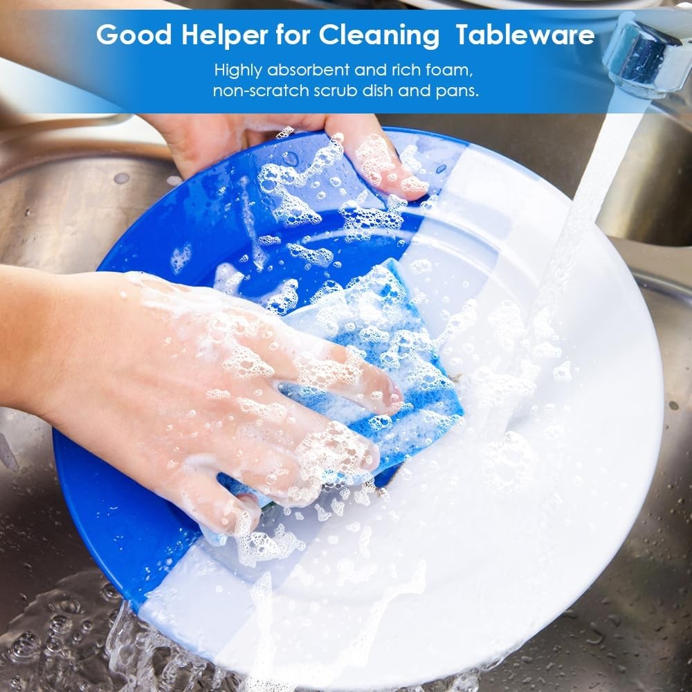 8PCS Dish Sponges Kitchen, Premium Blue Dish Washing Kitchen Sponge, Compressed