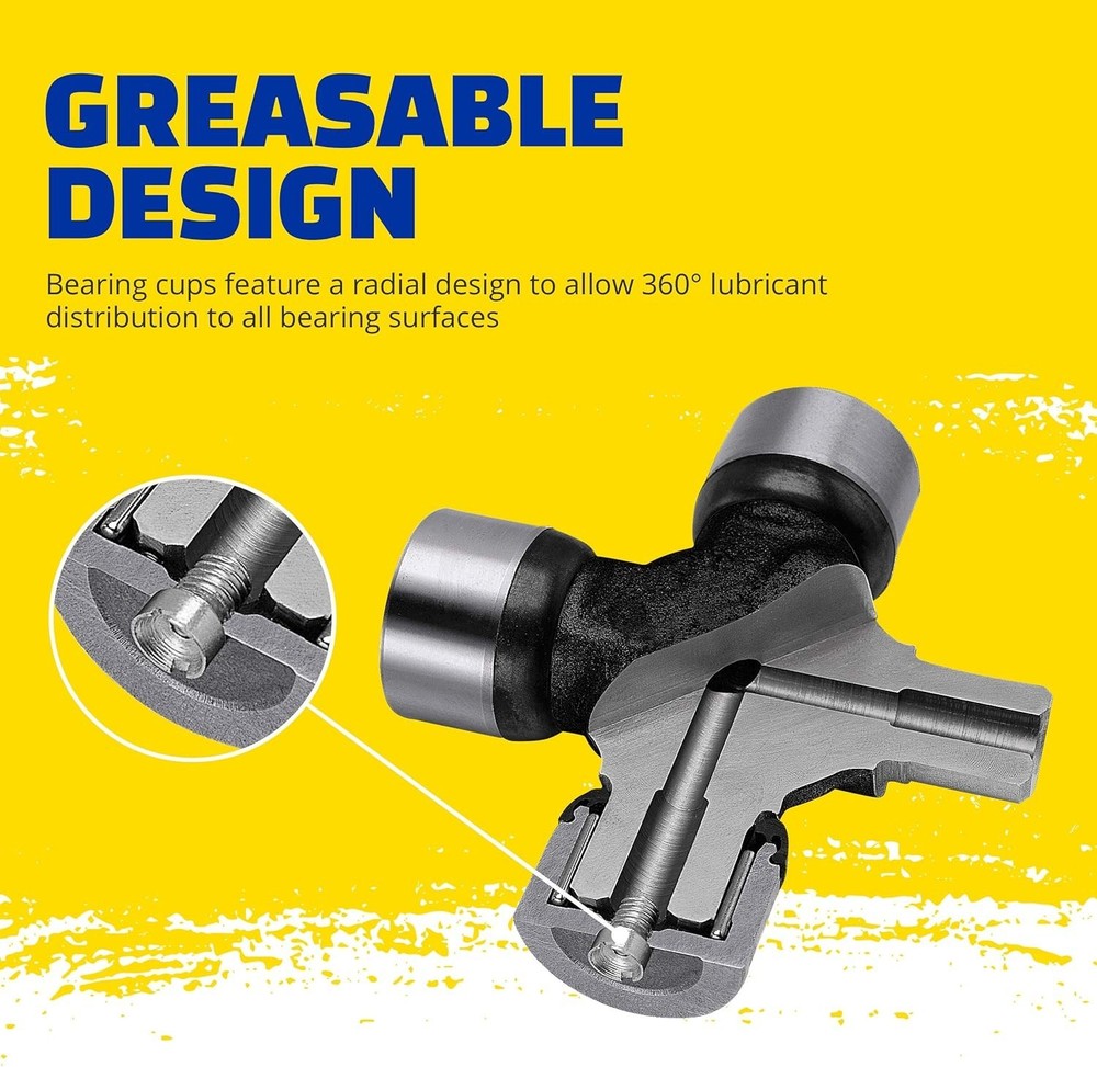 Rugged Greaseable Universal Joint Suitable for Multiple Vehicles Including Jeep