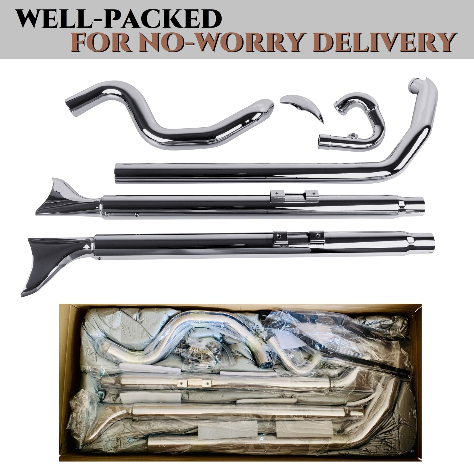 True Dual Fishtail Exhaust for Harley Softail 2000-2017 Model，W/ 36" fishtail