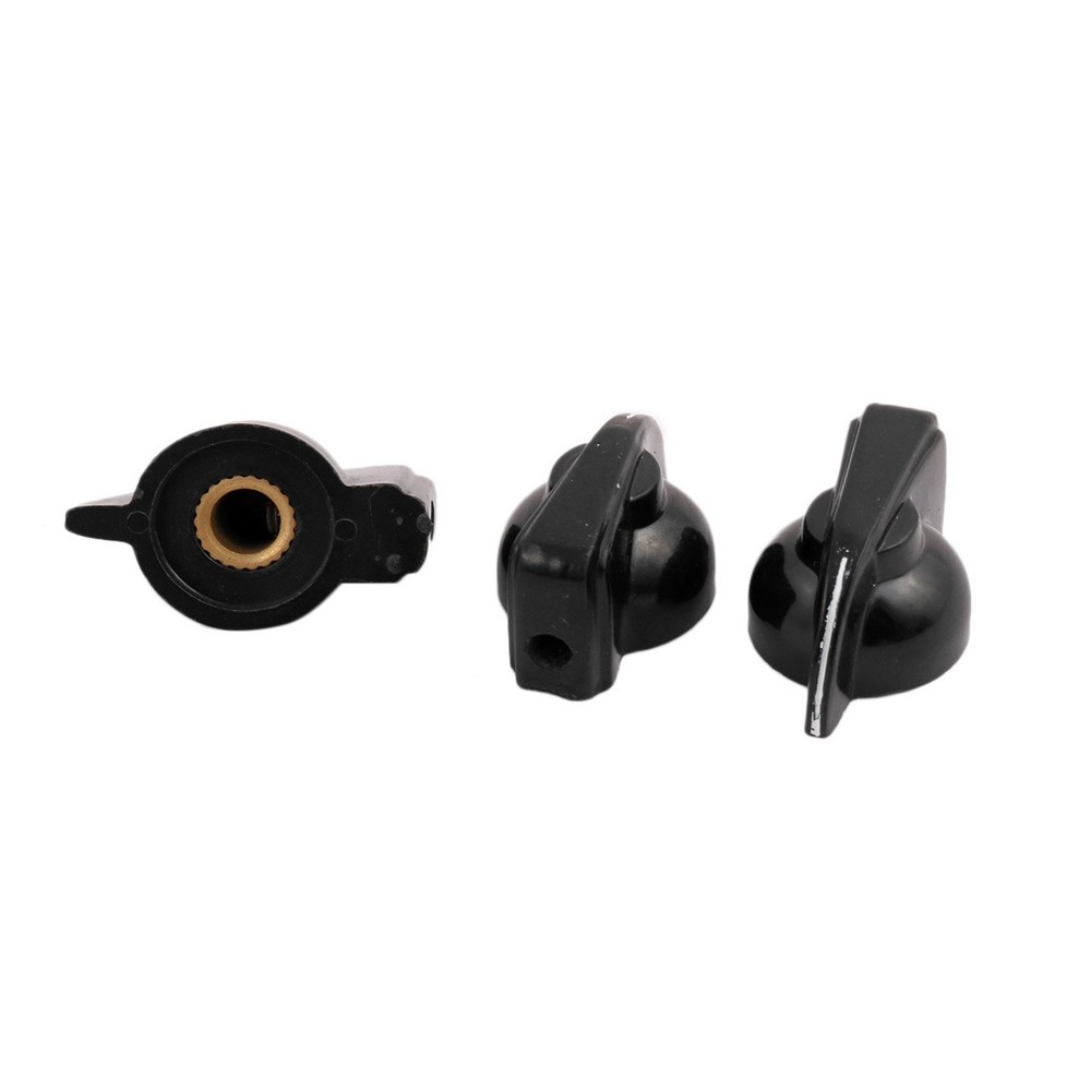 10Pcs 6mm Dia Black Plastic Rotary Switch Potentiometer Knobs Caps