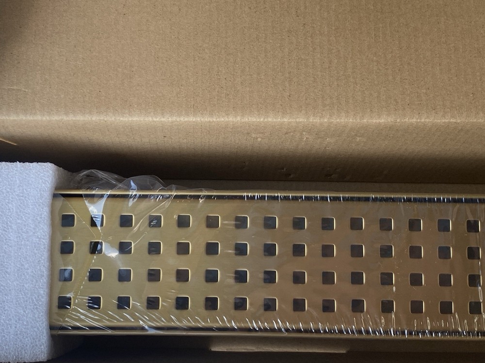 HTOH 24 Inch Linear Shower Drain Rectangular Floor Drain Brushed Gold