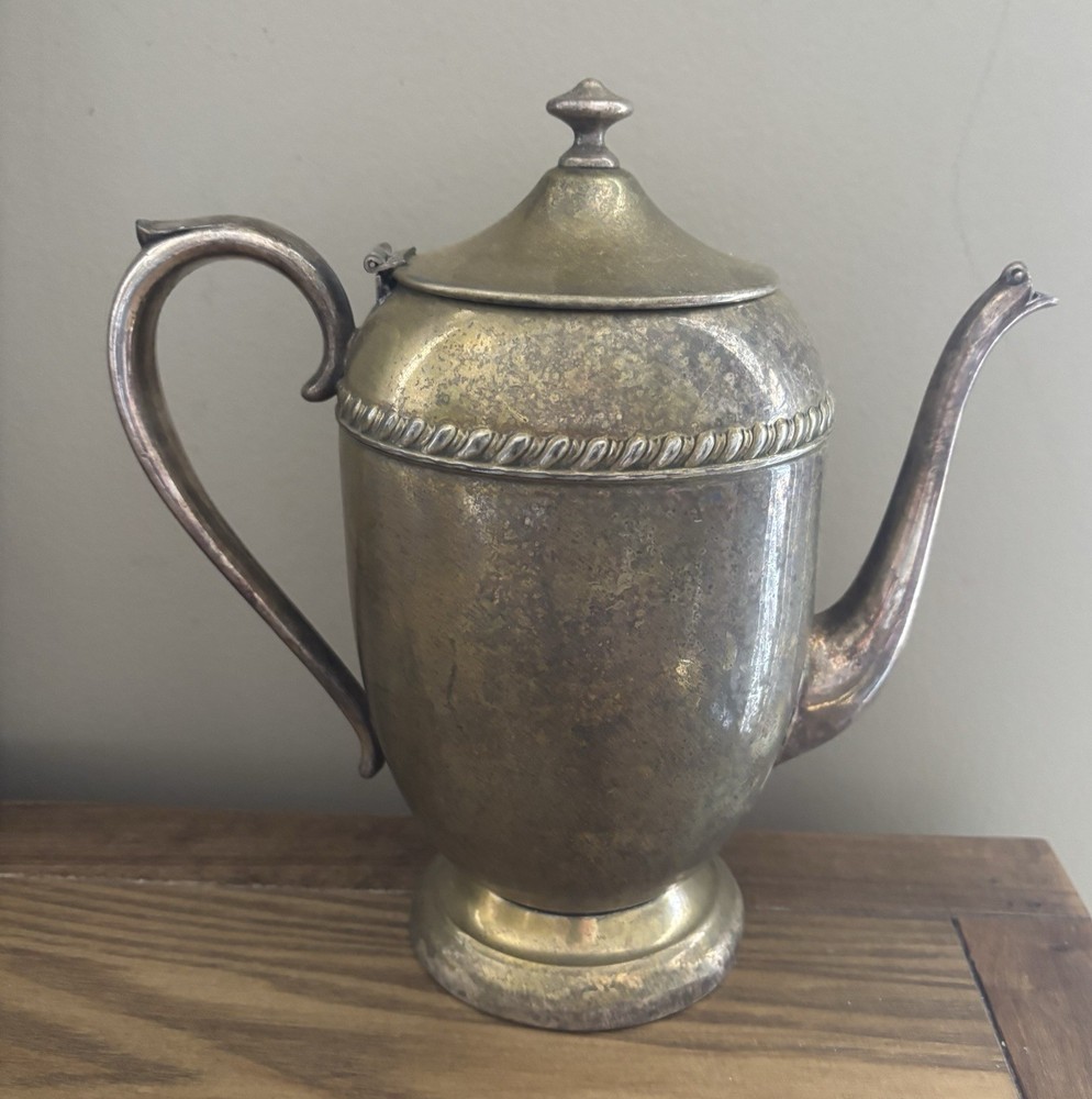 Vintage Silver Plate On Copper Pitcher W/Lid