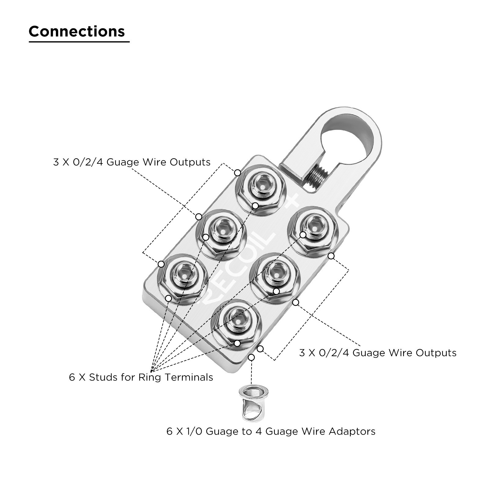 ABT12 12-Way Positive Negative Battery Terminals for SAE/DIN/EN Top Posts, Pair